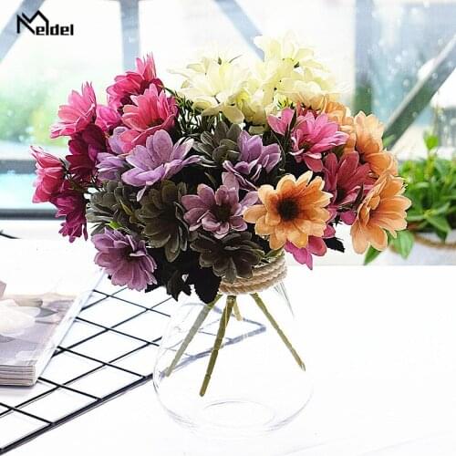 5 Branch Artificial Flowers Daisy Bouquet for Wedding Decor 10 Heads Gerbera Fake Flowers Home Table Wall Decor Silk Daisy Flore
