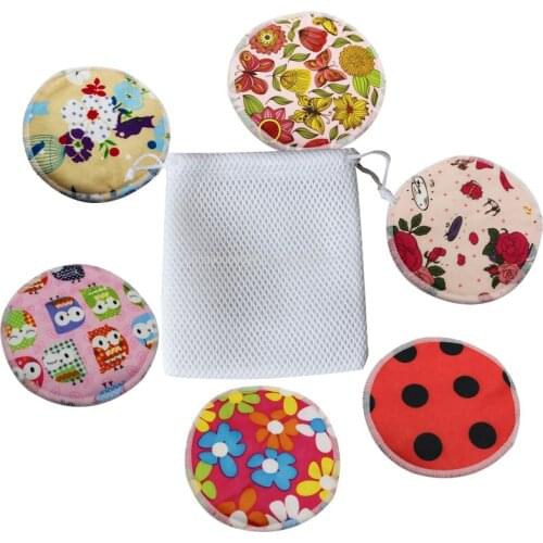 7pcs/Set High Absorbency Nursing Pad For Mum With Mesh Laundry Bag Reusable Skin-Friendly Soft Breast Pads Economic Eco Washable