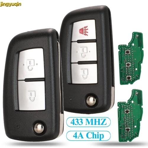 Jingyuqin 2/3 BTN Flip Remote Car Key 433MHZ 4A PCF7952E For Nissan Qashqai J11 Pulsar C13 Juke F15 X-Trail T32 Micra CWTWB1G767
