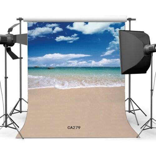 Seamless Photography Backdrops Seaside & Ocean Sandy Beach Blue Sky White Cloud Scene Newborn Baby Summer Backgrounds
