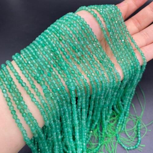 Natural Stone Beads Green Agates Faceted loose Beads 3mm For Jewelry Making DIY Necklace Bracelet Earrings Accessory