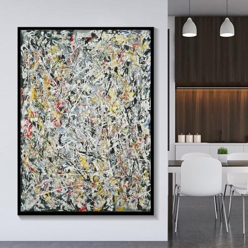 Citon Jackson Pollock《White Light》Canvas Modern Art Oil Painting World Famous Artwork Poster Picture Wall Decor Home Decoration