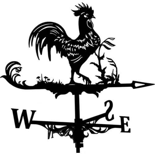 Decorative Wind Vane European Gardening Metal Crafts Easy To Assemble Durable Stainless Steel Black Chicken Yard Decoration