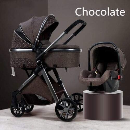Multi-functional 3 in 1 Baby Stroller High landscape Can Sit Reclining Light Folding Two-way Eggshell Design Carrinho De Bebe