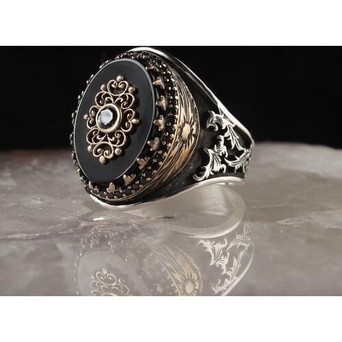 Onyx Stone Silver Men 'S Ring