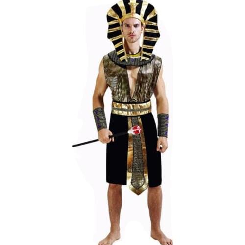 Halloween Costumes Ancient Egypt Egyptian Pharaoh Tutankhamun King Empress Cleopatra Queen Costume Cosplay Clothing for Men Wome