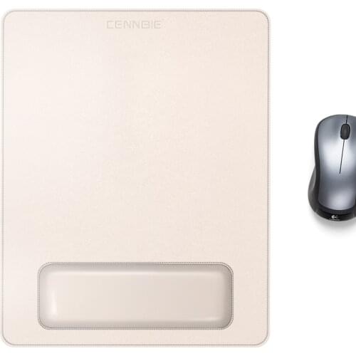 Mouse Pad with Wrist Support,PU Leather Ergonomic Mouse Pad with Non-Slip Rubber Base and Raised Memory Foam for Laptop