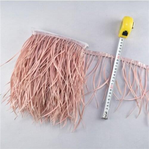 2 Meter Leather pink Geese Goose Feathers Trims Ribbon Fringe Pruning 15-20CM Trimming For Crafts Carnival Costumes Diy Clothing