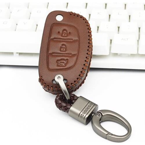 Leather Car Key Cover Case For Hyundai Creta i10 i20 Tucson Elantra Sante Fe 2015 2016 2017 2018 i30 Genesis 2012 2013 2014 2015