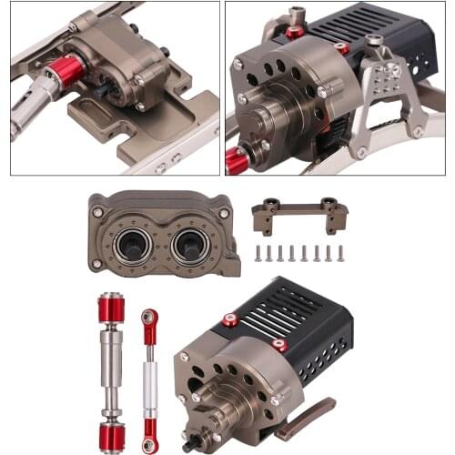 Metal Front Motor Set Transmission Box Drive Shaft Telescopic Steering Rod for SCX10 1:10 Crawler Replacement