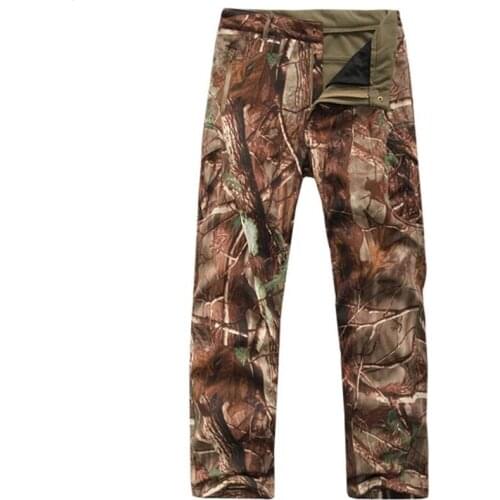 Mens Fleece Warm Casual Pants Military Tactical Camouflage Pant Shark Skin Softshell Waterproof Trousers Outdoor Hiking Pants