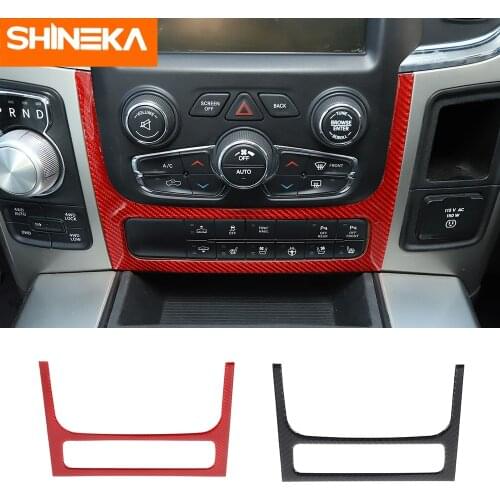 SHINEKA Carbon Fiber Car Interior Central Control Adjustment Switch Panel Decoration Sticker For Dodge Ram 2010-2017 Accessories
