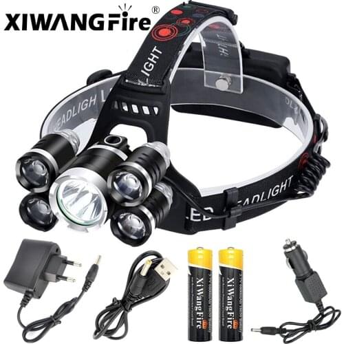 Rechargeable Zoom Led Headlamp Fishing Headlight Torch Hunting Head Lamp Camping Waterproof Head Light Use Two 18650 Batteries