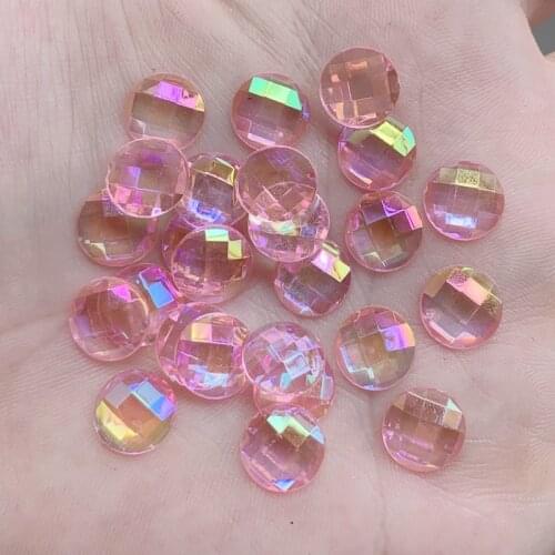 Wholesale 1000pcs 10mm Acrylic Rhinestone AB Acrylic Round Facets FlatBack Cabochon DIY Craft/Wedding Decoration -8E27