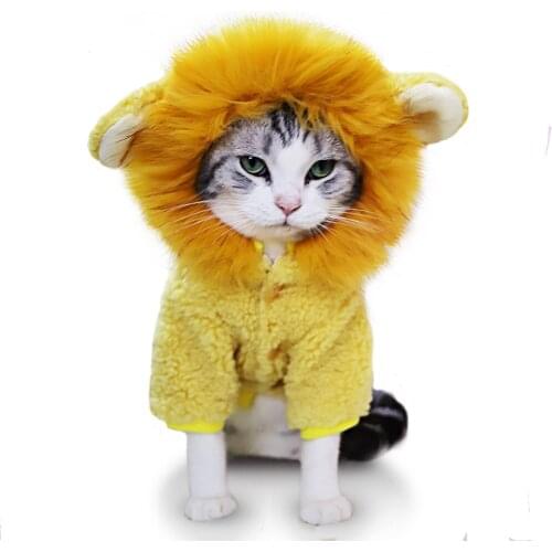 Genuine Jucy Pobby Winter Pet Cat Clothes For Cats Coat Jacket Cotton, Costumes For Cat & Dog ,Cute Lion Cosplay