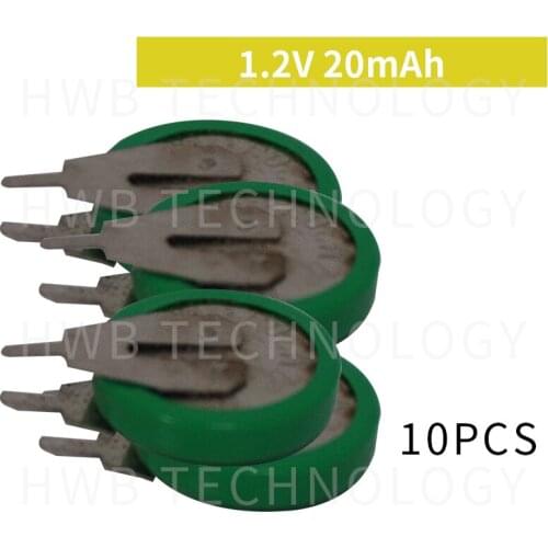 10pcs Original Brand New KX 1.2V 20mAh Ni-MH Rechargeable 11.59*3.86 Button Cell Battery Ni-MH Batteries With Pins Free Shipping