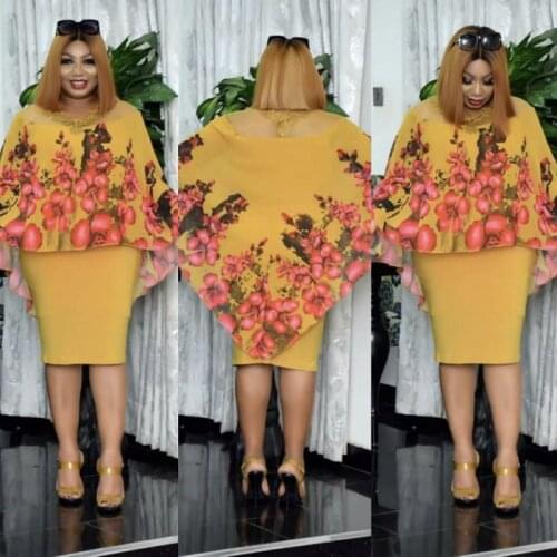 Spring and Autumn African Women Long Sleeve Printing Knee-length Dress African Print Dresses African Clothes for Women