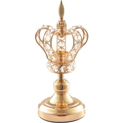 Candlestick Gold Crown Candle Holder Elegant Wedding Centrepiece High Stand