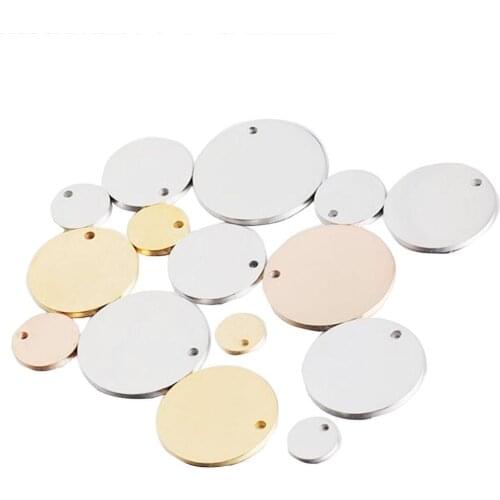 100pcs 6-20mm Stainless Steel Charms Round Dog Tag Pendant Stamping Blanks Pendants For Necklaces DIY Jewelry Making 3 Colors