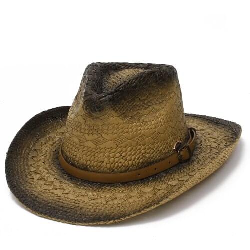 GEMVIE Black Brown Fashion Summer Hats For Men Women Straw Sun Hat Classical Unisex Cowboy Hat Breathable Stylish Summer Hats