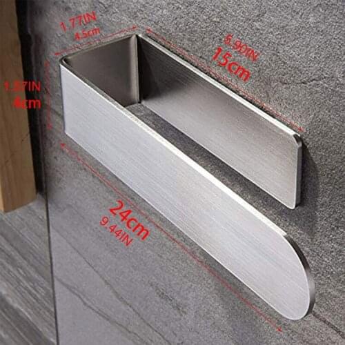 Bathroom Wall-mounted Punch-free Stainless Steel Towel Holder Shower Room Storage Shelf Kitchen Cleaning Rag Rack