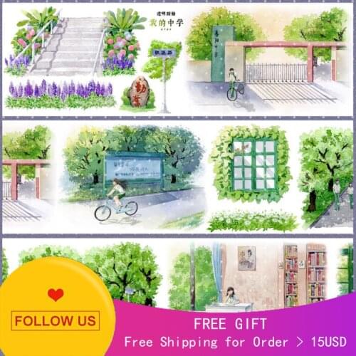 1 Loop 7.5cmx120cm My Middle School Decorative Washi Tape Sample Landscaping Student Time
