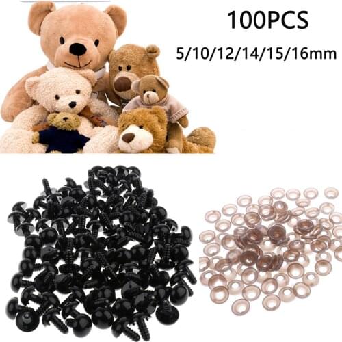 100Pcs Safety Screw Eyes with Gaskets Sets Doll Teddy Bear Amigurumi DIY Kit