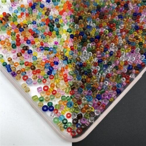 1200pcs/20g/Lot 2mm Top Glass Loose Transparent Color Seed Spacer Beads Jewelry Making DIY, Women Kids Garment Accessories
