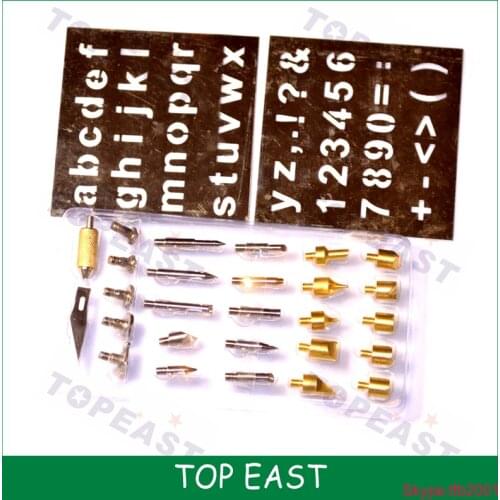 28PCS Wood Burning Pen Set Wood Burning PEN KIT Chiseled Tips Blade Tweezer Pyrography Tool Pen Nozzle Kit