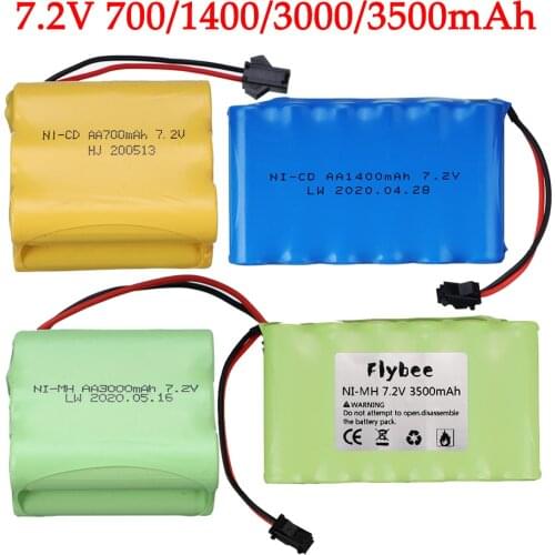 7.2V battery 3500mah/3000mah/1400mAh/700mAh AA NIMH Rechargeable Battery for Remote control toy boat car truck battery parts