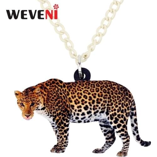 WEVENI Acrylic Elegant African Leopard Necklace Pendant Chain Choker Wild Jungle Animal Jewelry For Women Girls 2018 Wholesale