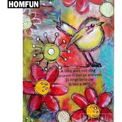 HOMFUN Full Square/Round Drill 5D DIY Diamond Painting "Bird & Flower" Embroidery Cross Stitch 5D Home Decor Gift A00021