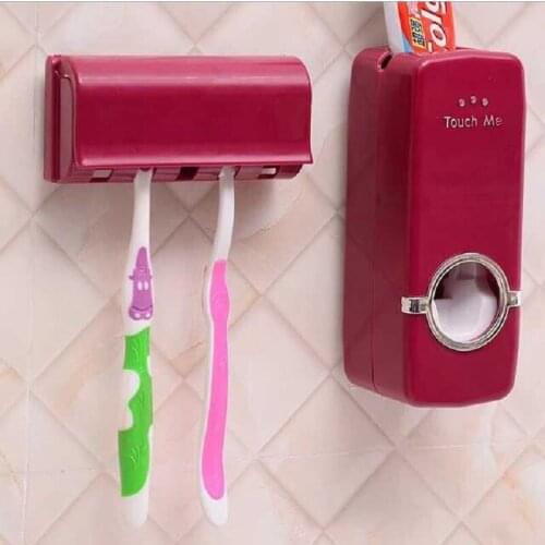 Automatic Toothpaste Dispenser Toothbrush Holder Dustproof Washing Set Gadgets Wall Mount Rack Bath Oral Bathroom Accessories