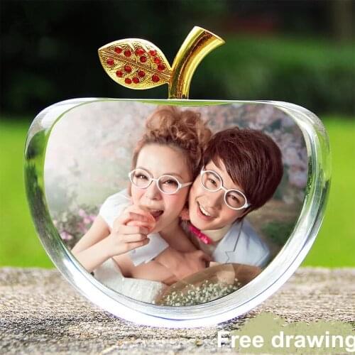 Free shipping Personalize lettering creative wedding gifts European decoration Crystal apple photo frame Fashion DIY accessories