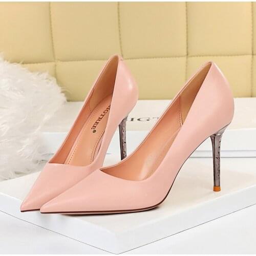 BIGTREE Metal Thin Heel High Heels Pumps Women Shoes 2020 Sexy Pointed Toe Ladies Shoes Fashion Candy Colors Wedding Shoes Woman