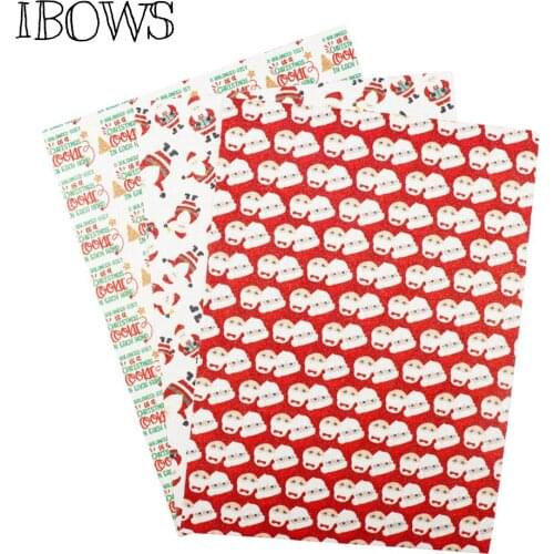 22CM*30CM Shiny Glitter Fabric Christmas Santa Claus Synthetic PU Patchwork DIY Hairbows Accessories Fabric Handmade Material