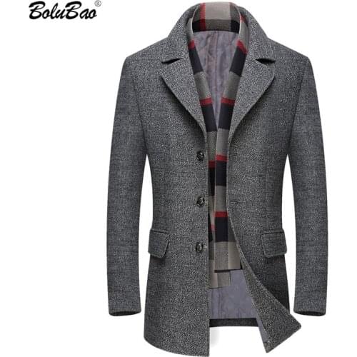 BOLUBAO Quality Brand Men Fashion Wool Coat Winter New Male Wool Blends Long Overcoat Mens Business Solid Color Warm Wool Coat