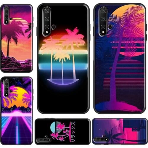 80s Retrowave Neon Palms Tree Case For Huawei Nova 5T Y6 Y7 Y9 2019 Cover For Honor 10 Lite 8A 8X 9X 20 Pro 10i Coque