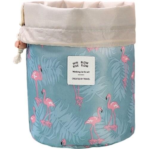 Oxford Cloth Travel Storage Bag Floral Cylinder Makeup Bag Drawstring Makeup Bag Practical and durable storage bag Simple cool