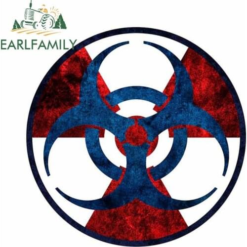 EARLFAMILY 13cm x 12.8cm For Biohazard Radioactive Symbol Car Stickers Fashion Decal Vinyl Material Waterproof For JDM SUV RV