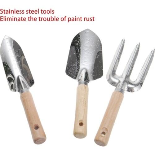 Gardening Tools Gardening Tools Wooden Handle Stainless Steel Plant Tools Trowel Fork Rake Mini Gardening Accessorie
