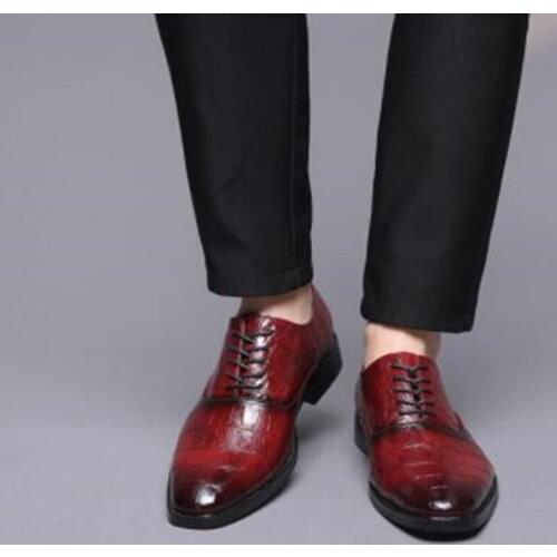 Italian mens shoes vintage summer dress elegant men prom shoes party wedding pointy crocodile skin leather shoes