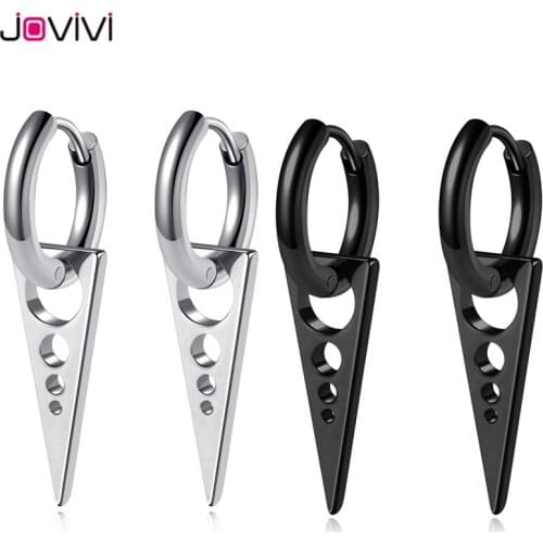 Jovivi 18G Dangle Earrings Triangle Hoop Earring Stainless Steel Fashion Punk Earring For Men Women Body Piercing Jewelry Unisex