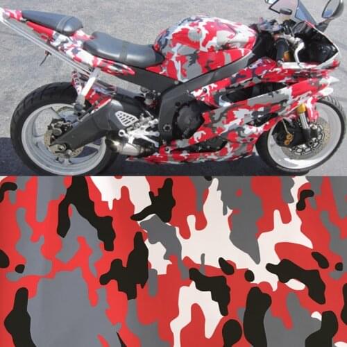 Premium Black Red Camouflage Film Car Wrap Foil Adhesive Automobiles Motorcycles Car Sticker Decal Size: 10/20/30/40/50x152CM