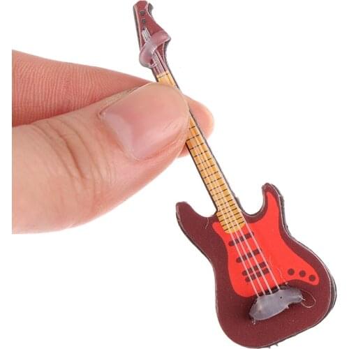 1:12 Dollhouse Miniature Music Instrument Electric Guitar for Kids Learning Educational Musical Toy House Decor