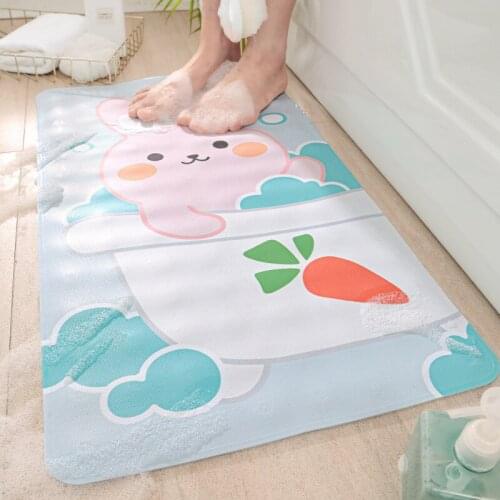 Cartoon Printed PVC Bathroom Non-Slip Mat Toilet Floor Mat Children Shower Room Bath Suction Cup Foot Pad