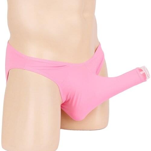 Sissy Mens Fashion Sexy Comfortable Underwear Transparent Ice Silk Solid Color Briefs Opening Jj Set Of Triangle Briefs Lingerie