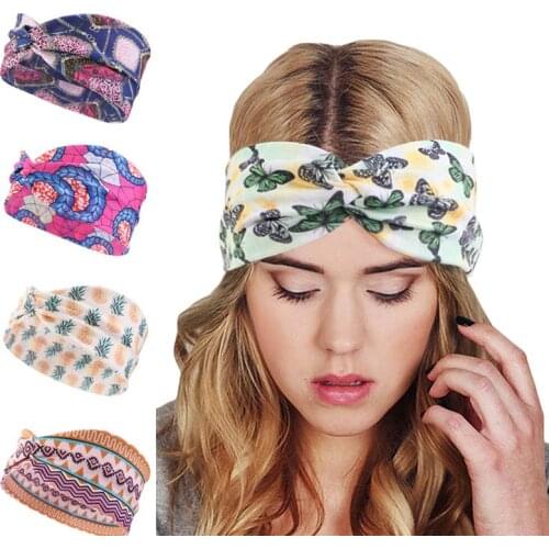 New Style Cross Hair With Cotton Elastic Headband Printed Exercise Yoga Wide Hair Ring Hair Wear