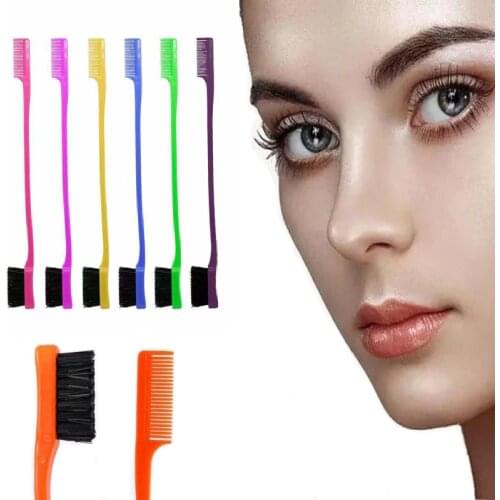 Wholesale Double Sided Hair Control Edge Brush Eyelash Comb Makeup Eyebrow Beauty HairStyling Tools