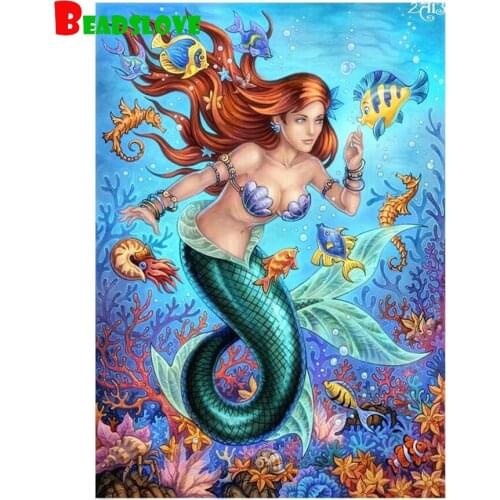 Undersea mermaid Emeroidery diamond painting rhinestone 3d cross stitch diamond mosaic full display drill image